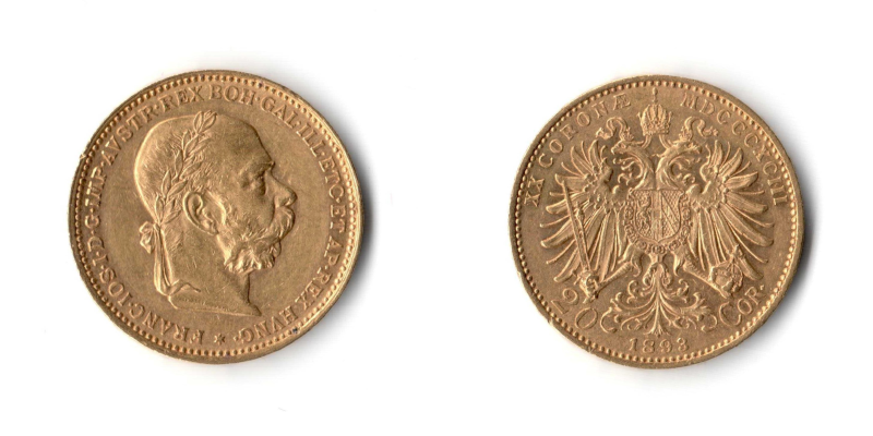 Austria, 20 Corone 1893 qFDC